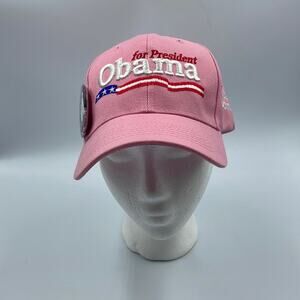 OBAMA for President Adjustable Embroidered Pink Baseball Hat with‎ family button